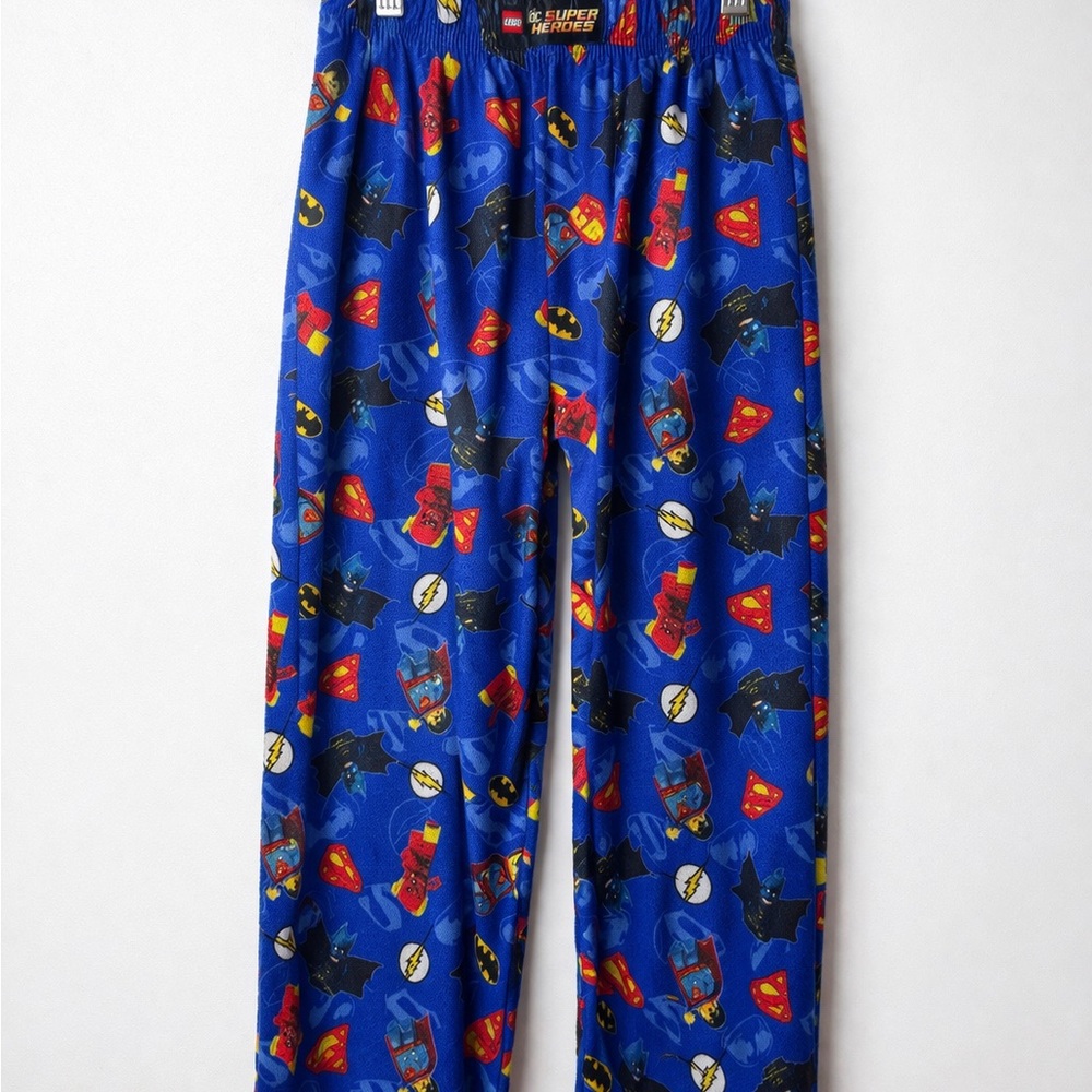 LEGO DC Super Heroes Pajama Pants Boys Size S (6/7) Blue Batman Superman Flash